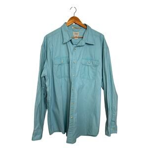 L.L.Bean Sunwashed Canvas Long-Sleeved Men's Shirt in Teal Green Size XXL